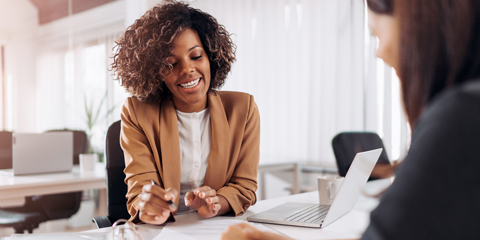 Female advisor speaking with client.